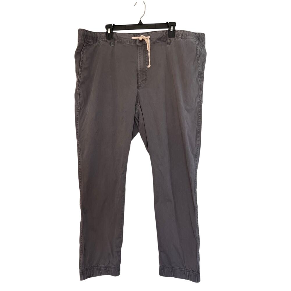 Lands End Mens Casual Pants Gray Pockets Flat Front Drawstring Stretch XXL 44-46 - Picture 1 of 9